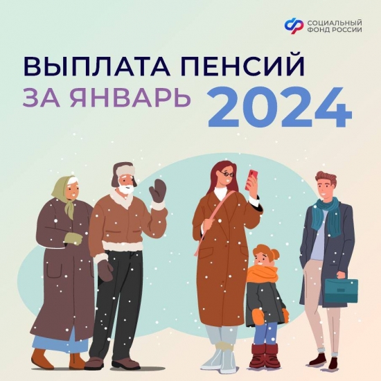 График доставки пенсий за январь 2024 года