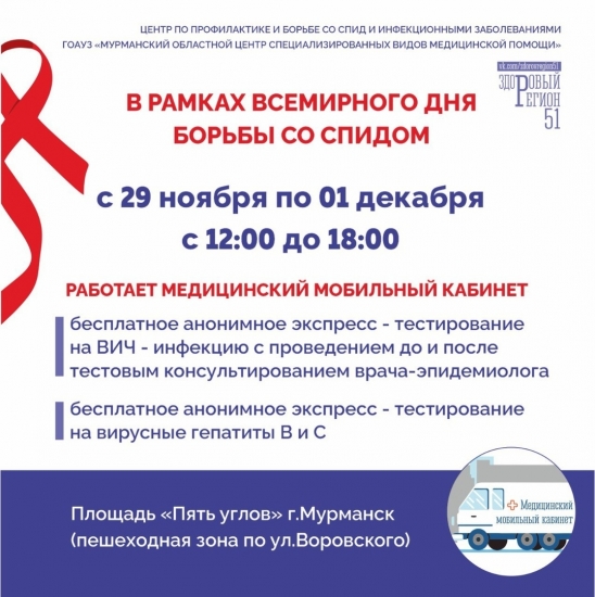Северяне могут пройти экспресс-тестирование на вирусные гепатиты С и В и ВИЧ-инфекцию