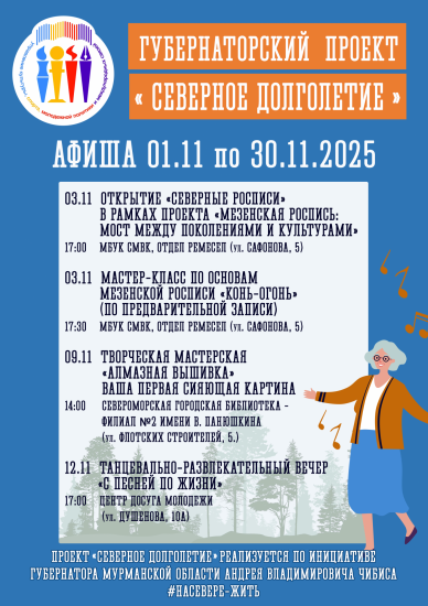 «Северное долголетие»: афиша на ноябрь